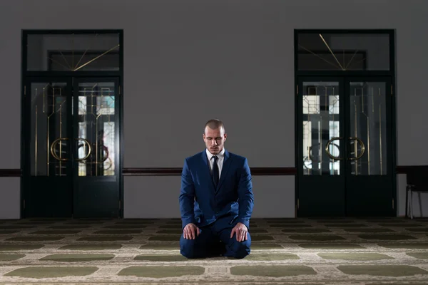 Humble Businessman Muslim Prayer In Mosque — Stock Photo, Image