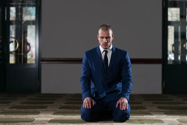 Humble Businessman Muslim Prayer In Mosque — Stock Photo, Image