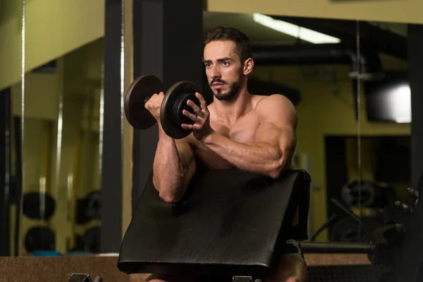 Biceps Exercise With Dumbbell — Stock Photo, Image