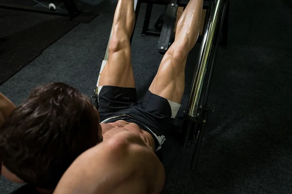 Man On Leg Press Exercise Legs — Stock Photo, Image