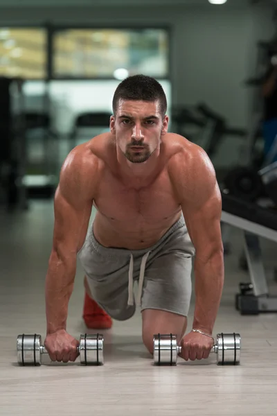 Pushups With Dumbbels — Stock Photo, Image