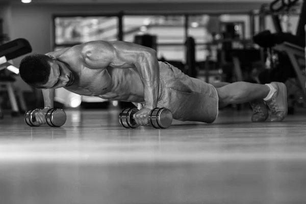 Pushups With Dumbbels — Stock Photo, Image