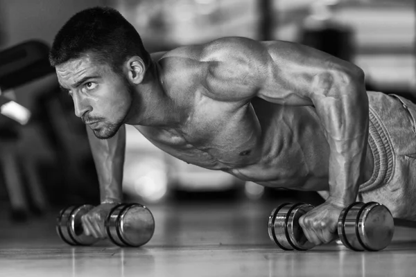 Pushups With Dumbbels — Stock Photo, Image