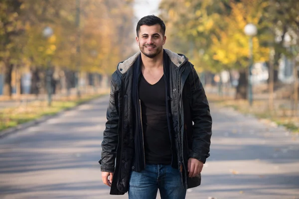 Attractive Man Walking In The Woods — Stock Photo, Image