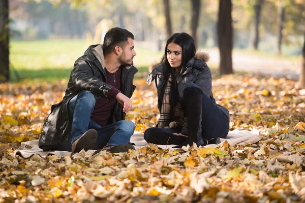 Casal romântico em um parque — Fotografia de Stock