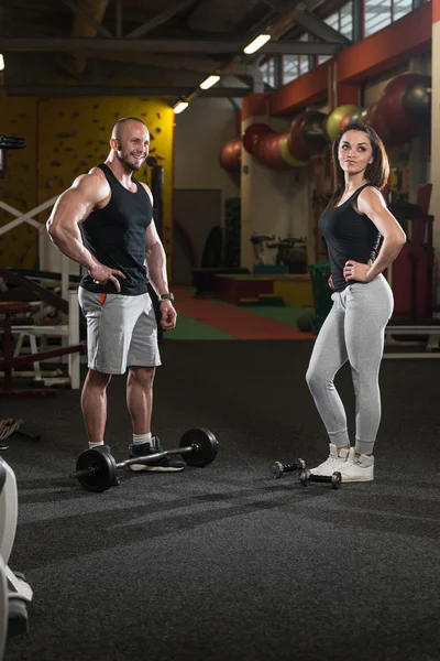 Exercise For Biceps With Dumbbells And Barbell — Stock Photo, Image