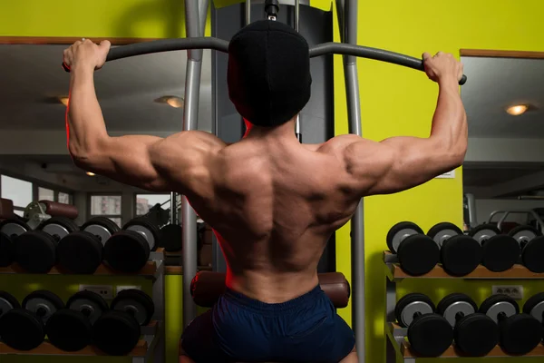 Bodybuilder Doing Heavy Weight Exercise For Back — Stock Photo, Image