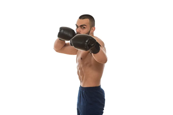 Man With Boxing Gloves Isolated On White Background — Stock Photo, Image