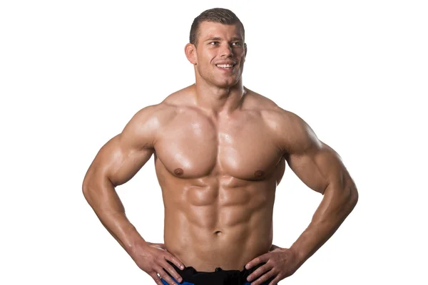 Man With Six Pack Close-up Over White Background — Stock Photo, Image