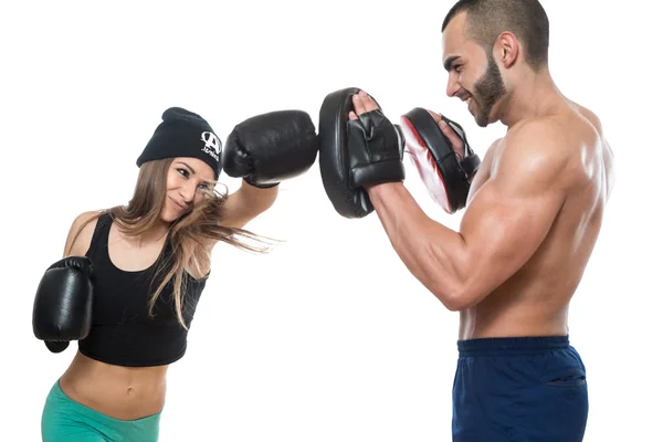 Pareja de boxeador sobre fondo blanco —  Fotos de Stock