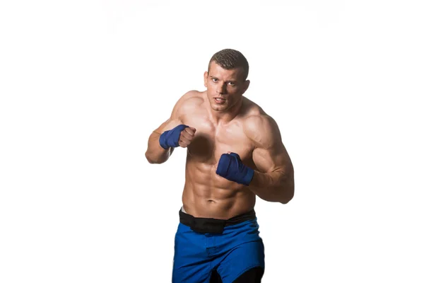 Young Fighter Is Giving A Finishing Punch — Stock Photo, Image