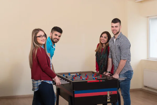 Group Of Friends Playing Soccer Table Foosball — Stock Photo, Image