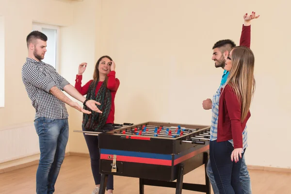 Friends Playing Soccer Table - Foosball — Stock Photo, Image