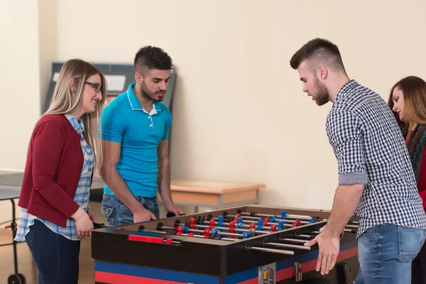 Friends Playing Soccer Table - Foosball — Stock Photo, Image