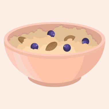 Taze yaban mersinli ve bademli pembe yulaf lapası..