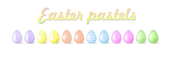 Rengarenk Paskalya pastel yumurtaları ve farklı süslemeler.