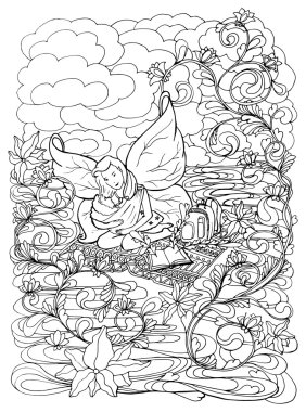 Anne bakım bebek zentangle tarzı