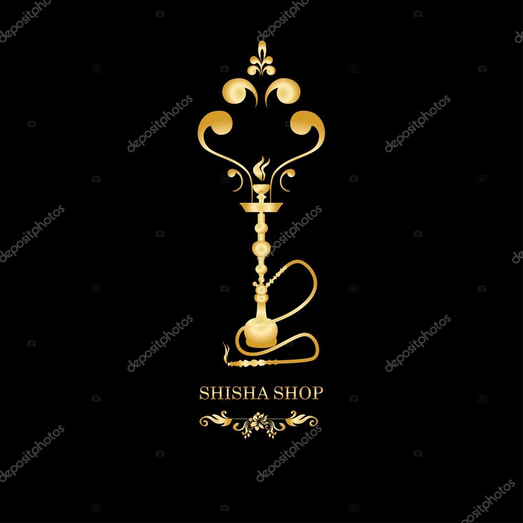 Golden Shisha, hookah black silhouette. Stock Vector Image by ©ilonitta