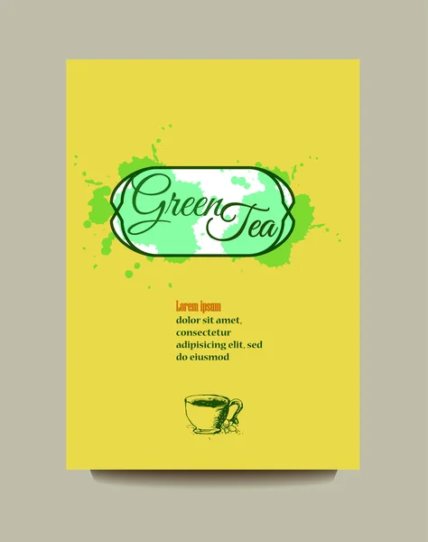 Folleto con té verde — Vector de stock