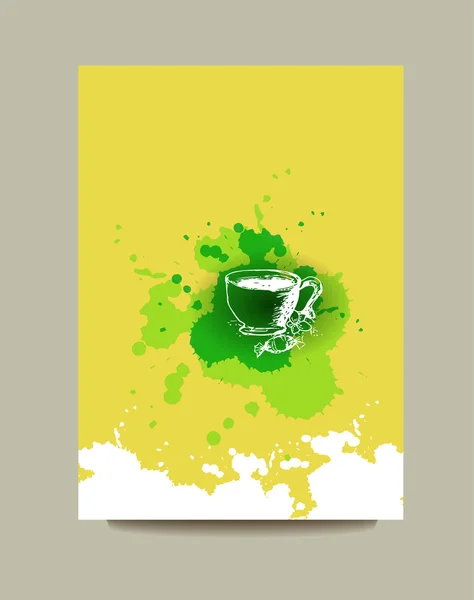 Folleto con té verde — Vector de stock