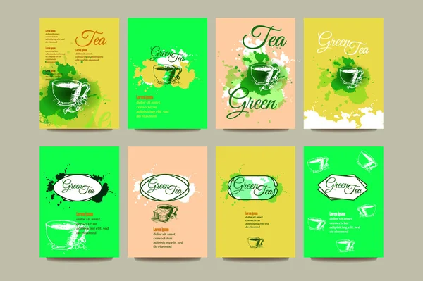 Broschüre mit grünem Tee — Stockvektor
