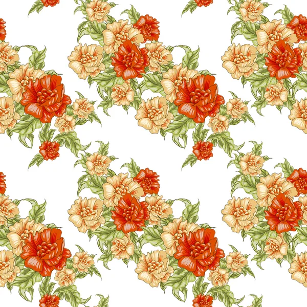 Patrón vintage con rosas naranjas — Archivo Imágenes Vectoriales