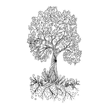 Siyah çizgi sanat ağaç.