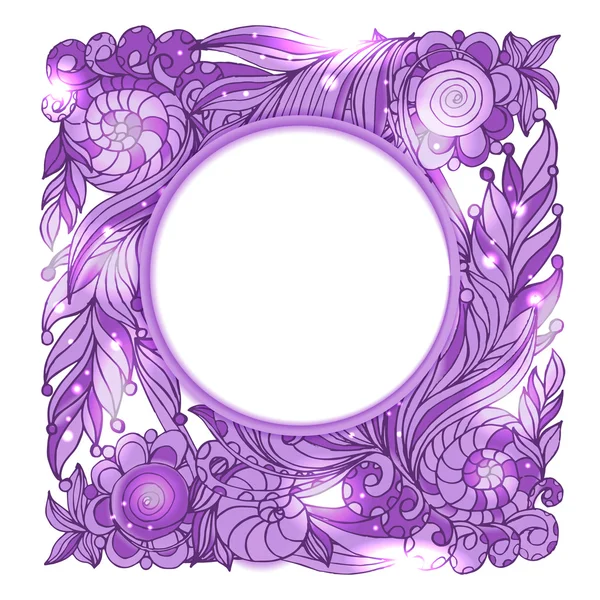 Marco circular de flores de geranio púrpura — Vector de stock