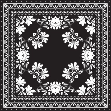 Black and white Bandana print clipart