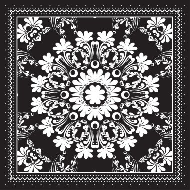 Siyah ve beyaz Bandana baskı