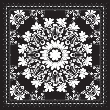 Black and white Bandana print clipart