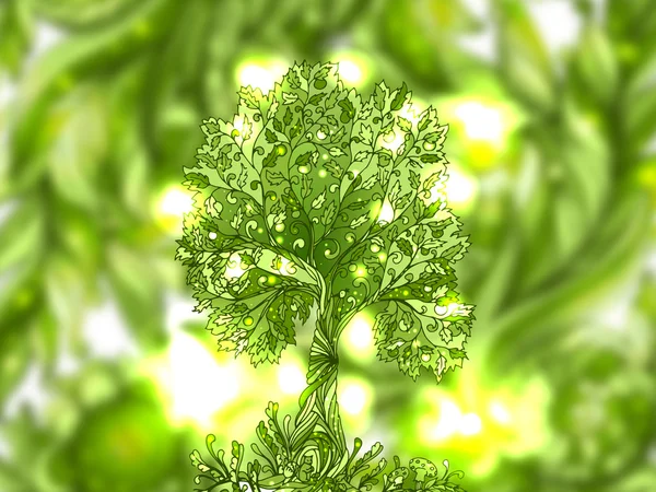 Main aérée dessinée doodle vert — Image vectorielle