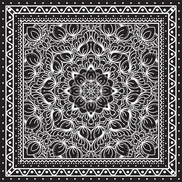 Schwarz-weißer Bandana Print — Stockvektor