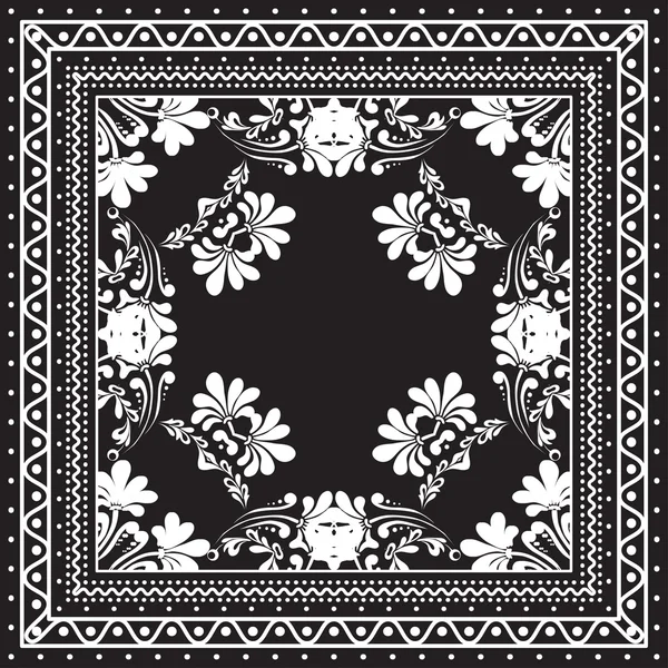 Schwarz-weißer Bandana Print — Stockvektor