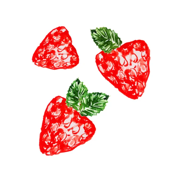 Fresas con hojas verdes — Vector de stock