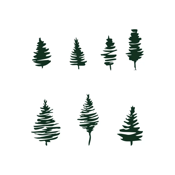 FIR trees silhuetter set — Stock vektor