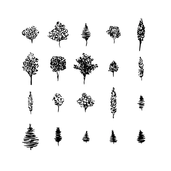 Samling av grafiske trær – stockvektor