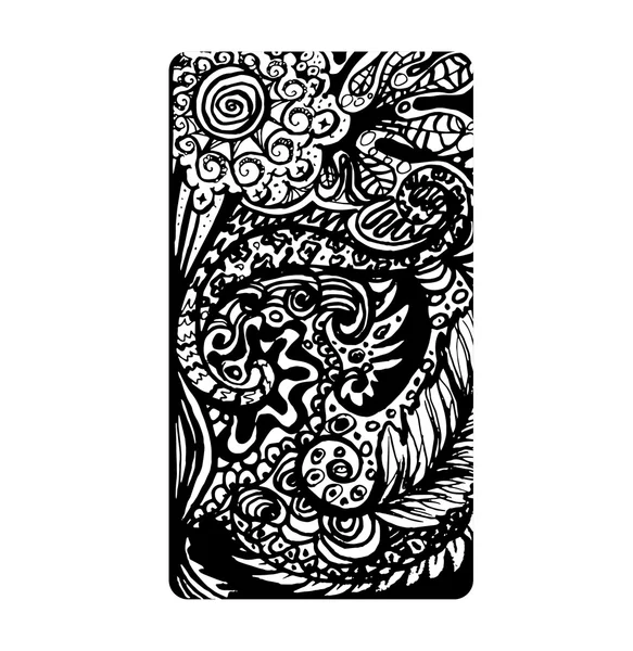 Tampa do telefone com ornamento estilo doodle — Vetor de Stock