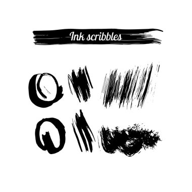 Set of ink  paintbrush strokes clipart