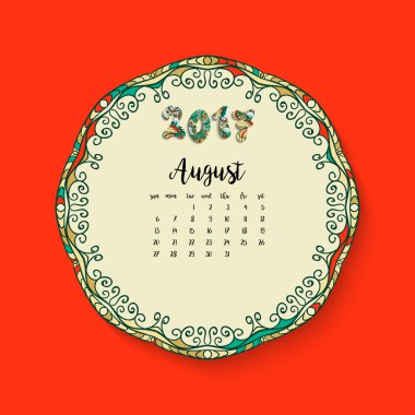 Takvim ayı Ağustos 2017