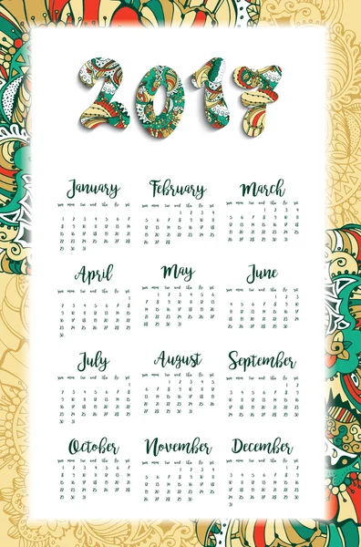 Μεγάλο τοίχο μηνιαίο ημερολόγιο — Διανυσματικό Αρχείο