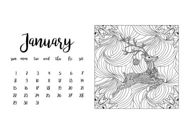 Resepsiyon takvim yatay şablonu