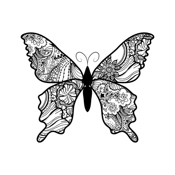 Doodle stylizované Butterfly — Stockový vektor