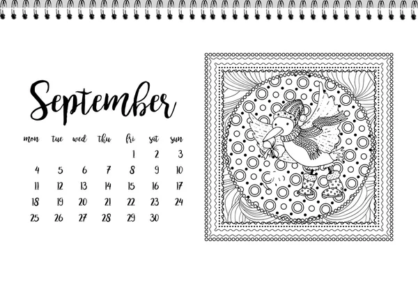 Календар стільниці горизонтальний шаблон — стоковий вектор