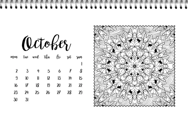 Plantilla horizontal de calendario de escritorio — Vector de stock