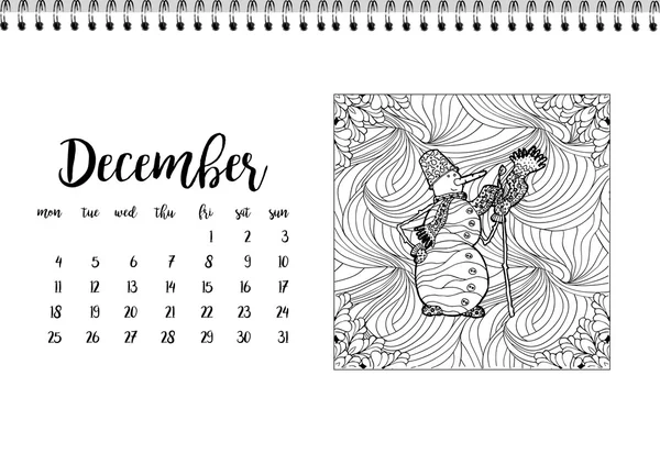 Plantilla horizontal de calendario de escritorio — Vector de stock