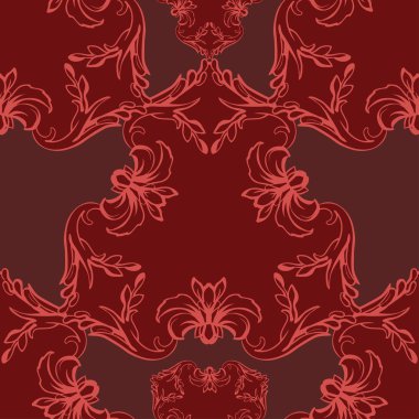 Kırmızı damasko süsleme ile Seamless Modeli