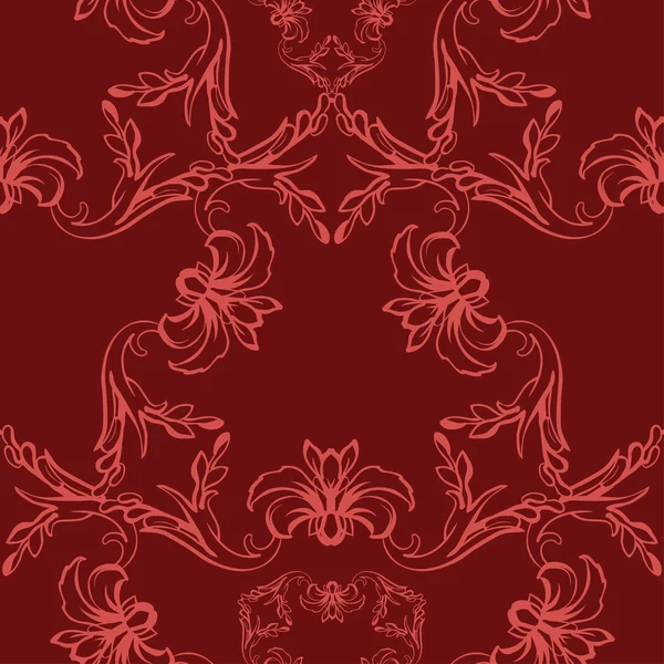 Wzór z czerwonym ornamentem barok — Wektor stockowy