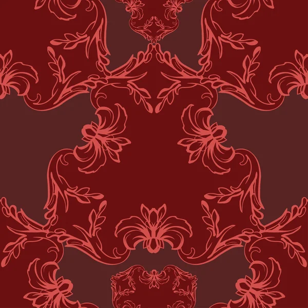 Seamless pattern with red damask ornament — Stock Vector