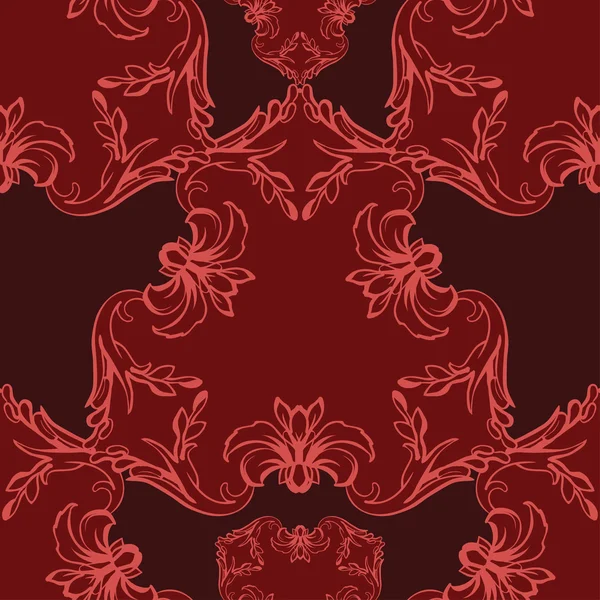 Seamless pattern with red damask ornament — Stock Vector